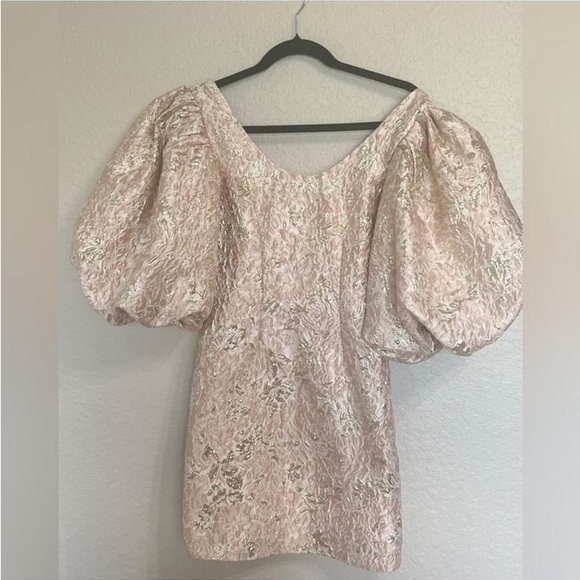 Free People Sister Jane Cream Lace Mini Dress with Puff Sleeves - Picture 3 of 5